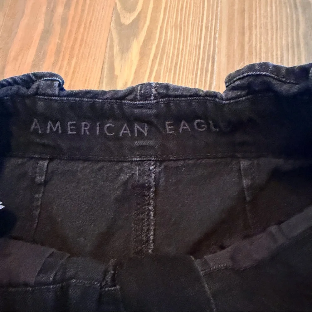 American Eagle Outfitters Black High-Waist Paperbag Shorts